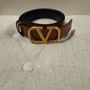 Valentino Reversible Brown/Black Belt with Gold Buckle size 90